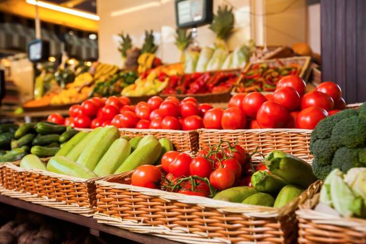 vegetables on display